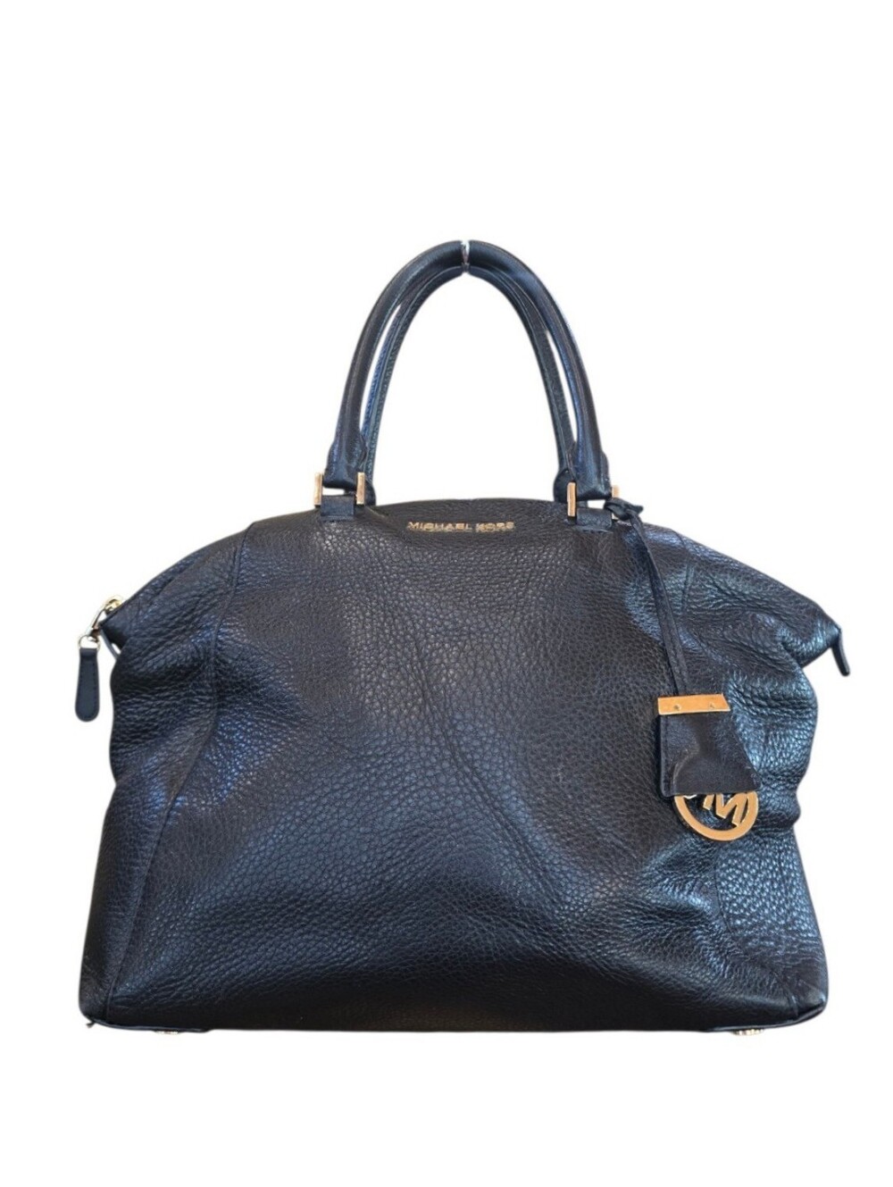 Michael Kors Black Pebbled Leather Riley Satchel Handbag